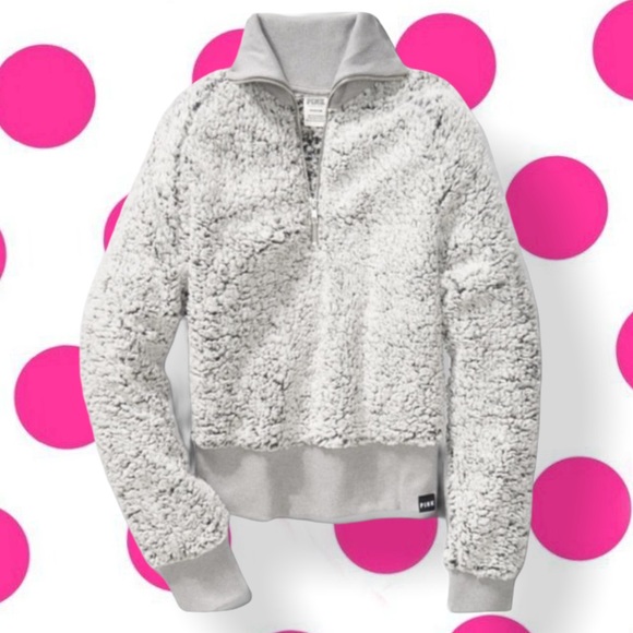 PINK Victoria's Secret Tops - Victoria’s Secret PINK Sherpa crop Sweater